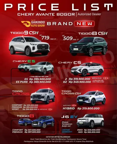 Pricelist Harga Chery babakanmadang 2025